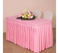 Table Cloth Box Cover Whole Table Wedding Rectangle With Skirt Swag Ruffle Style Party Hotel Meeting Banquet Show Decoration,Pink,120 L x 60 W x75 H
