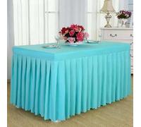 Table Cloth Box Cover Whole Table Wedding Rectangle With Skirt Swag Ruffle Style Party Hotel Meeting Banquet Show Decoration,Lake Blue,160 L x 60 W x75 H