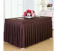 Table Cloth Box Cover Whole Table Wedding Rectangle With Skirt Swag Ruffle Style Party Hotel Meeting Banquet Show Decoration,Dark Brown,120 L x 60 W x75 H