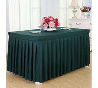Table Cloth Box Cover Whole Table Wedding Rectangle With Skirt Swag Ruffle Style Party Hotel Meeting Banquet Show Decoration,Dark Green,140 L x 60 W x75 H