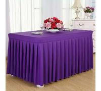 Table Cloth Box Cover Whole Table Wedding Rectangle With Skirt Swag Ruffle Style Party Hotel Meeting Banquet Show Decoration,Purple,120 L x 40 W x75 H