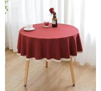 Table Cloth,Dia 90-280cm Red Lace Round Tablecloth Cotton Linen Round Tablecloth For Small Table Circular Table Tablecloth Dining table(Size:90CM)