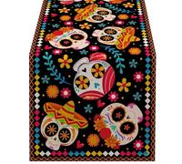 Table Cloth for Rectangle Table,Sugar Skull Decor Decorative Runners | Mexican Theme Party Supplies Reusable Day of The Dead Altar Decorations for Home Decorations