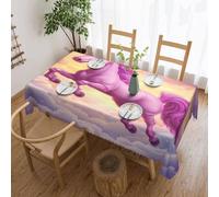 Table Cloth Magical Pink Unicorns In Clouds, Rainbow Tabletop Decoration Durable Tablecloth Scratch Resistant Table Cover For Dinner Party Indoor 137X183Cm