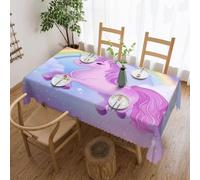 Table Cloth Magical Pink Unicorns With Rainbow Tabletop Decoration Rectangle Table Cover Stain Resistant Protector For Home Kitchen Party 137X183Cm