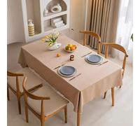 Table Cloth Party 120x120 cm Khaki Cotton Linen Wrinkle-Free Hem Tablecloths,Washable Table Cover for Kitchen/Dinning/Party/Buffet