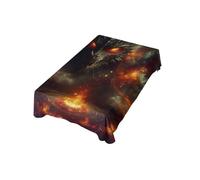 Table Cloth Rectangle Dragon Fire Dungeon Large Oblong Table Cloths Oil-Proof Washable Square Tablecloth, For Buffet, Dining, Party, 137x183cm