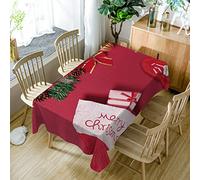 Table Cloth Red Bow Table Covers Party Waterproof Polyester Reusable Washable Square Wipeable Tablecloths for Restaurant Garden Cafe Wipe Clean Tablecloth (140x140cm)