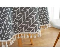 Table Cloth Round Wipeable Dust-Proof, Treer Cotton Linen Circular Tablecloth with Tassel Simple Geometric Nordic Table Cover for Kitchen Dining Room Party Indoor Outdoor (Lines,Diameter 120cm)