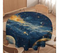 Table Cloth Space Galaxy Mystical Moon Star Planet Table Cloths Round Tablecloth For Party Home Kitchen 152Cm