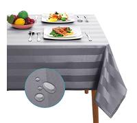 Table Cloth Tablecloths Square and Rectangular Premium Fabric Tablecloth, Waterproof & Wipeable Table Covers - Washable Long Table Cloths, Extra Large (Dark Grey, 137x274cm)