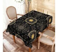 Table Cloths Ancient Viking Vegvisir Art Wind Rose Magic Navigation Gold Compass 137X183Cm Tablecloth Rectangle Dust-Proof Table Cover For Garden Home Kitchen