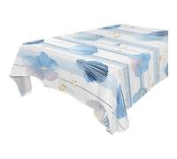 Table Cover Blue Pearls and Bows Pattern Tablecloth Reusable Table Cloth Wipeable Table Cloth Wrinkle-Free for Dining Room Kitchen Party Wedding 60x108 IN