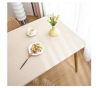 Table Cover Leather Tablecloth Wipeable Dinner Table Protector Pad Waterproof Oil-Proof Faux Leather Table Cloth with Elastic Edge Non Slip Rectangle Vinyl Desktop Protection Mat (70x120cm,White)