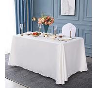 Table Cover Rectangular Party Table Cover White 140x200cm Cotton Polyester Table Cloth Square Table Cover For Dining & Wedding, Banquet Party, Indoor & Outdoor Table Decoration