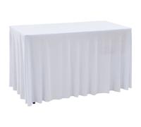 Table Covers 2pc White 183x76x74cm Fitted Polyester/Elastane Stretch Skirt Slim
