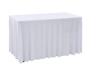 Table Covers 2pc White 183x76x74cm Fitted Polyester/Elastane Stretch Skirt Slim