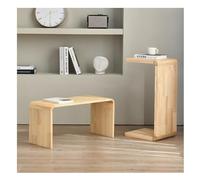Table d'appoint en bois massif en forme de C pour canapé, table de chevet étroite pour petit canapé, table de nuit en bois pour salon, chambre, bureau, balcon, bureau pour ordinateur portabl