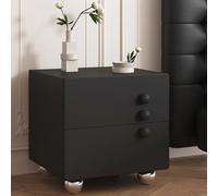Table de chevet en bois avec 2 tiroirs de rangement et pieds boules - Table de chevet moderne de style crème pour cuisine, chambre, salon