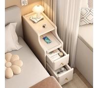 Table de chevet en bois massif avec 2 tiroirs et étagère coulissante ouverte, style milieu du siècle moderne pour chambre à coucher