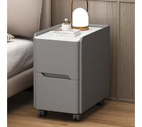 Table de chevet en bois massif,table d'appoint moderne avec 2 tiroirs et poignées invisibles,roulettes pivotantes à 360°,style campagnard des années 50,petite table de chevet pour chambre ou