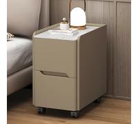 Table de chevet en bois massif,table d'appoint moderne avec 2 tiroirs et poignées invisibles,roulettes pivotantes à 360°,style campagnard des années 50,petite table de chevet pour chambre ou