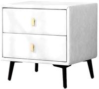 Table de chevet en cuir et bois, rangement moderne pour chambre à coucher, avec 2 tiroirs et 4 pieds, meuble de chevet autoportant, organisateur pour salon, chambre à coucher