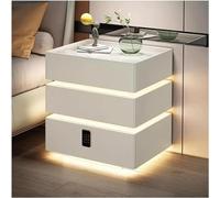 Table de chevet flottante intelligente avec chargement sans fil et haut-parleur, avec éclairage LED à capteur et tiroirs de rangement pour mot de passe.