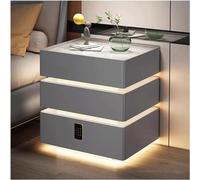 Table de chevet flottante intelligente avec chargement sans fil et haut-parleur, avec éclairage LED à capteur et tiroirs de rangement pour mot de passe.