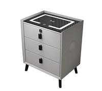 Table de chevet intelligente avec station de charge, lumières LED, verrouillage par empreinte digitale et haut-parleur Bluetooth - Table de chevet élégante avec 3 tiroirs de rangement