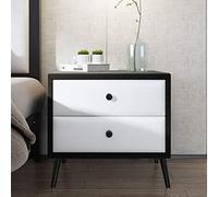 Table de chevet moderne avec tiroirs, meuble de rangement, étagère en cuir et bois massif avec 4 pieds, pour chambre à coucher, salon, bureau