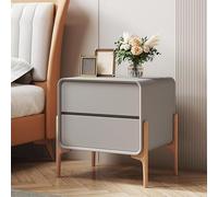 Table de chevet moderne en bois massif avec 2 tiroirs - Table de chevet simple pour chambre à coucher, idéale pour les petits espaces, design compact