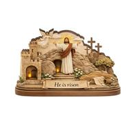 Table Decor 13CM/ 4. 9IN Easter 2D Wooden Hollow Ornament Including Easter Depicting The Resurrection Scene Suitable for Home/ 2D Tabletop Display. Wooden Decorative 18
