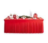 Table Decoration Skirt - 1.8 m Christmas Rectangular Ruffle Red Table Skirt - Reusable Tablecloths Holiday Decoration - for Carnival Banquets Restaurants Home Commercial Valentine's Day