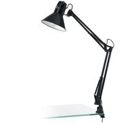 Table Desk Lamp Shiny Black Steel Moveable In Line Switch Bulb E27 1x40W