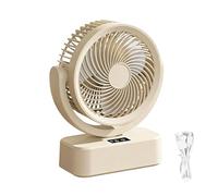 Table Fan,6-Speed Rechargeable Digital Display Quiet - Automatic Head Shaking Bedside Fan | for Home Living Room Kitchen Office Camping Travel Outdoor Men Women Kids