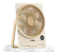 Table Fan - Rechargeable Cooling Fan | Flat Angle Spread 6 Speeds With LCD Display For Hot Weather Living Room Office Bedroom