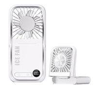 Table Fan - Silent Small Personal Fan,Foldable USB Charging LED Screen Backup Power Phone Holder for Dormitory Workplace Workshop Truck Tent