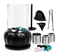 Table Fireplace with 2 Colours Decorative Stones with Table Fire Set for Indoor Use with 2 Combustion Chambers for 4H Burning Time