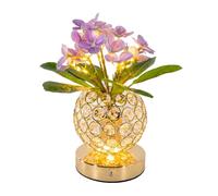 Table Flower Lamps, 3 Colors Touch Dimming Lilac Blossoms Crystal Night Light, Rechargeable Artificial Flower Light, LED Flower with Vase Lamp Romantic Decor for Bedroom Room Home Decor (Purple)