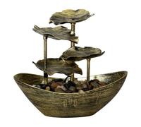 Table Fountain - 4 Tier Leaf Waterfall Indoor LED Decoration | USB Powered Desktop Fountain With Silent Pump, Fluid Water For Office Atmosphere, Dice