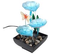 Table Fountain with LED Lights,Tabletop Fountain Iron Craft USB Water Fountain Small Desk Waterfall Fountain with LED Light for Home Living Room Office Decor