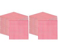 Table Fun 100 x Soft Red Gingham Paper Napkins, Red Checked Napkins Disposable Party Serviettes for Birthdays, Wedding, Catering, Picnics, Summer BBQs Tableware, Recyclable Made in EU 2ply 33cm