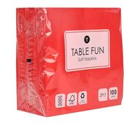 Talking Tables 100 x Bulk Pack Soft Red Paper Napkins, Disposable Party Serviettes for Birthday, Christmas, Weddings, Valentines, Hen, Catering, Everyday Tableware, Recyclable Made in EU, 2ply 33cm