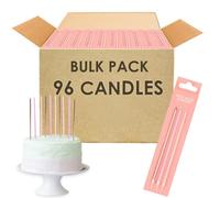 Table Fun 96 x Rose Gold, Pink and Purple Birthday Candles with Holders 18cm Long & Tall Cake Bulk Pack Decorations for Birthday, Wedding, Anniversary
