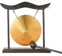 Table Gong Set, Chinese desktop gong Brass Percussion Family decorations Holiday Home Decor, Brass Percussion Instrument Ideal for Holiday Decor(C)