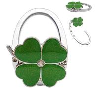 Table Handbag Holder:Foldable Non-Slip Handbag Hook Silver Set Clover