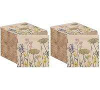 Table Kind | 100 Bulk Pack Soft Recycled Paper Napkins, Floral Disposable Party Serviettes, Catering & Everyday Use, Eco-Friendly, Kraft Unbleached Home Compostable | Recyclable Made in EU, 2ply, 33cm