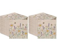 Table Kind 100 x Bulk Pack Soft Recycled Paper Napkins Daisy Floral Bee Disposable Party Serviettes Weddings Everyday Eco-Friendly Kraft Unbleached Home Compostable Recyclable Made in EU 2ply 33cm