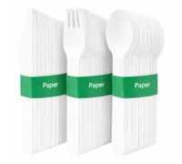 Table Kind 120 x Bulk Paper Cutlery Set Biodegradable Forks Knives Spoons Utensils Perfect for Birthday Party Camping Travel Picnics BBQs Christmas Catering Home Compostable Recyclable